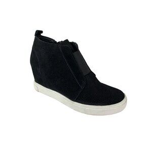 Steve Madden Black Suede Waver Wedge Sneaker Size 7.5